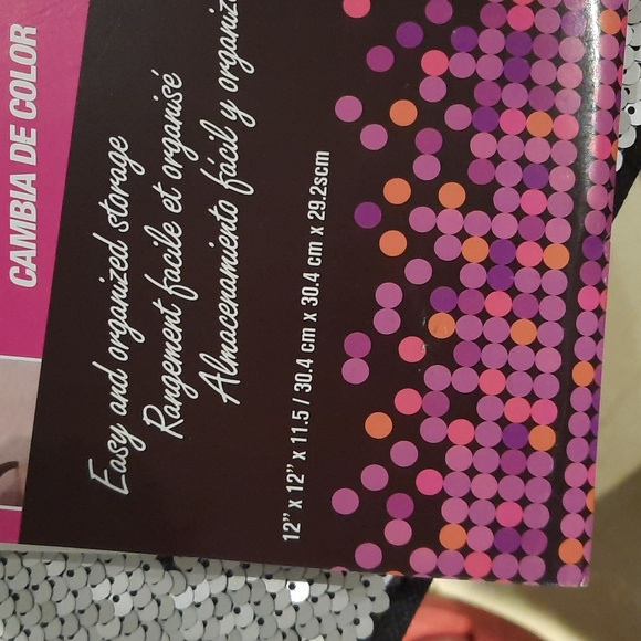 NWT SEXXXY BLACK SILVER SEQUIN STORAGE CONTAINER ORGANIZER COLLAPSIBLE BOX - Picture 3 of 6